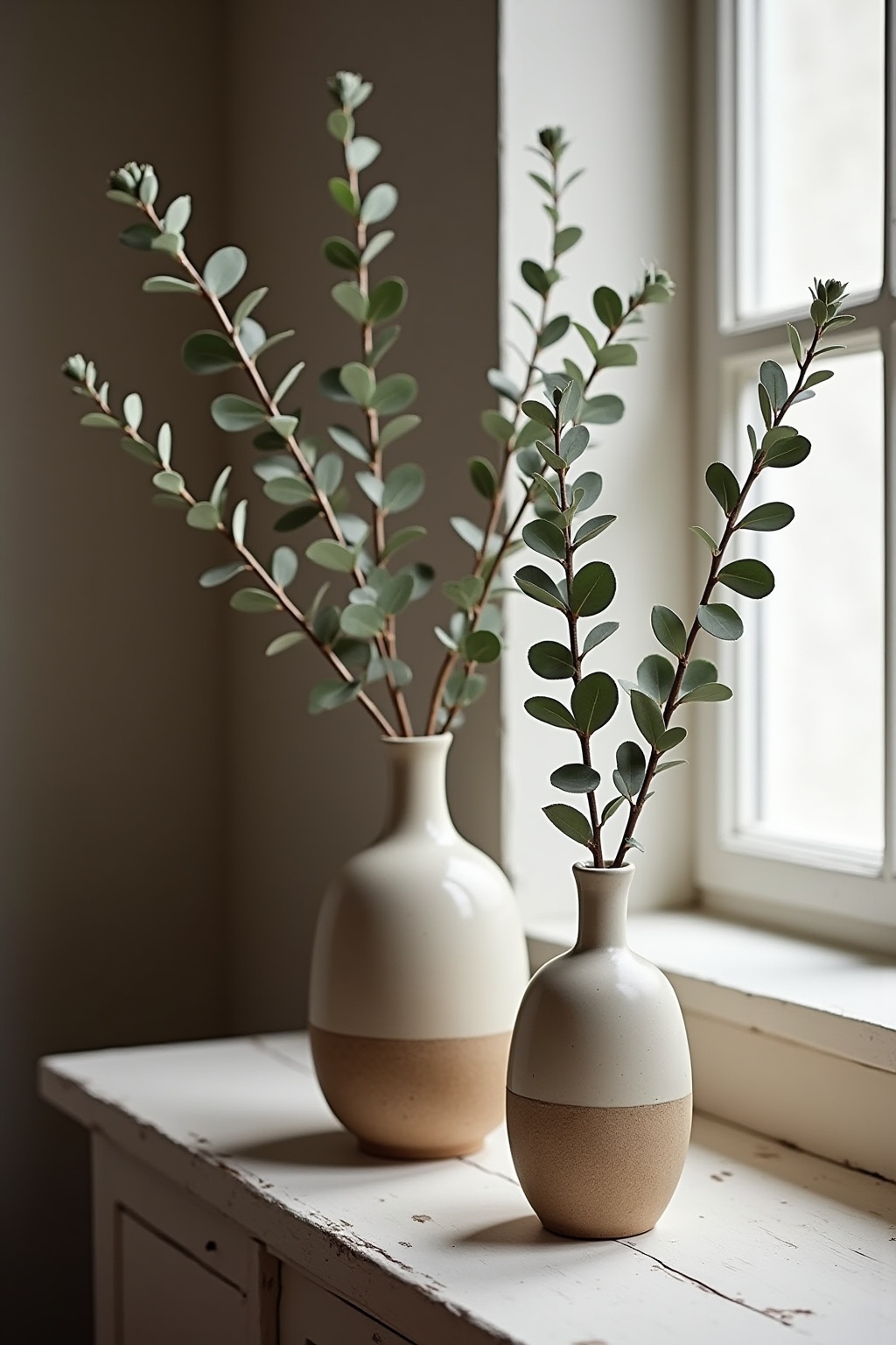Keramikvasen mit Eukalyptuszweigen Ideen