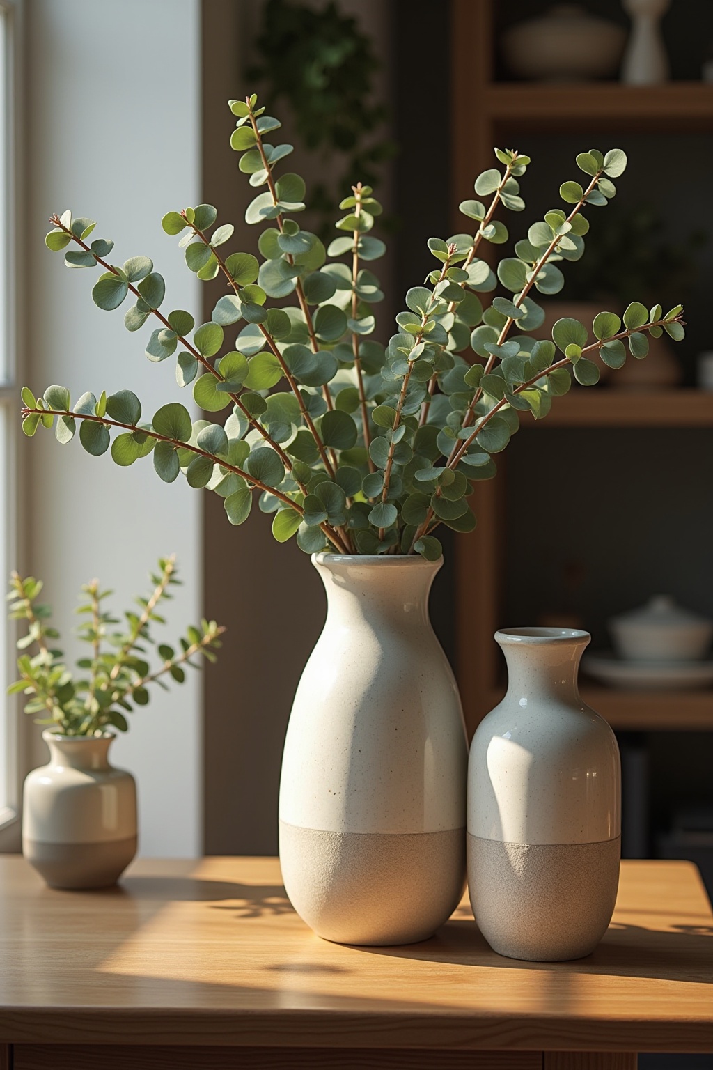 Keramikvasen mit Eukalyptuszweigen Ideen