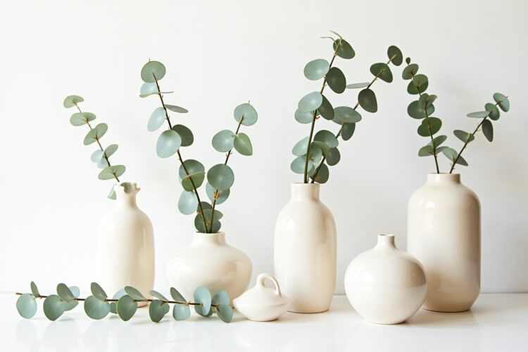 Keramikvasen mit Eukalyptuszweigen Ideen