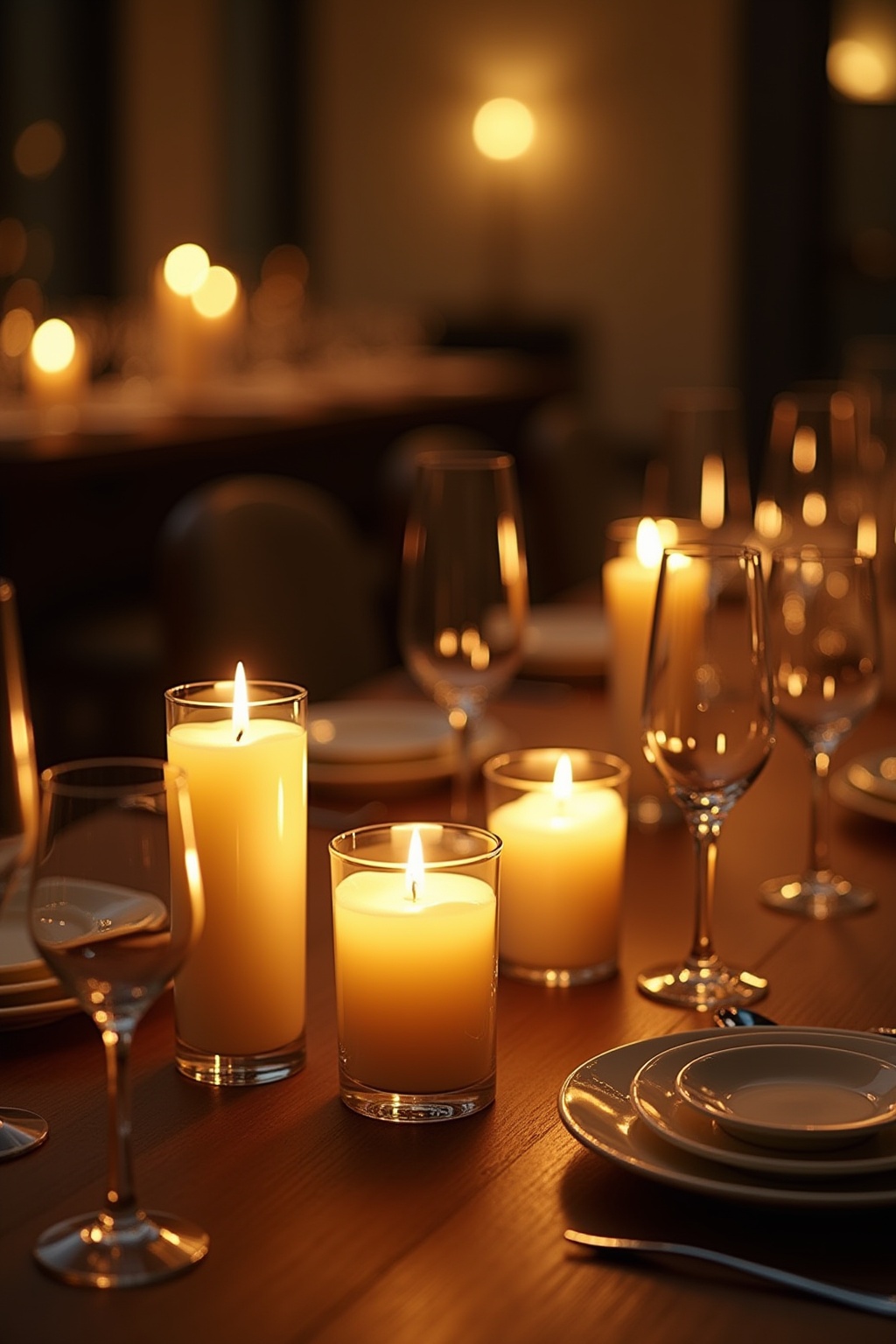 Kerzen im Glas für den Esstisch Ideen