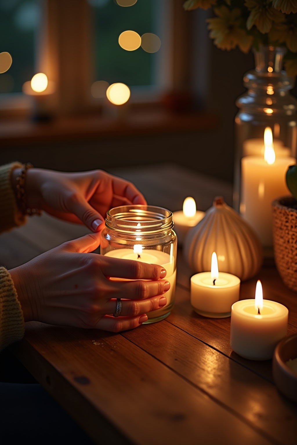 Kerzen im Glas für den Esstisch Ideen