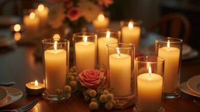 Kerzen im Glas für den Esstisch-Titel