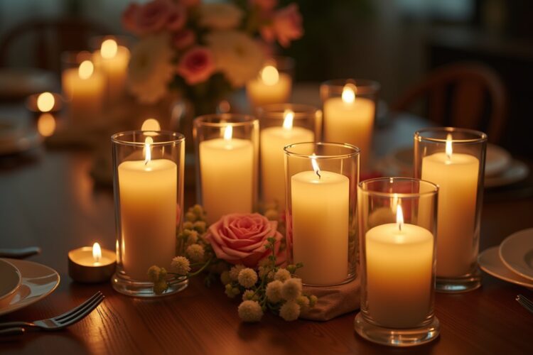Kerzen im Glas für den Esstisch Ideen