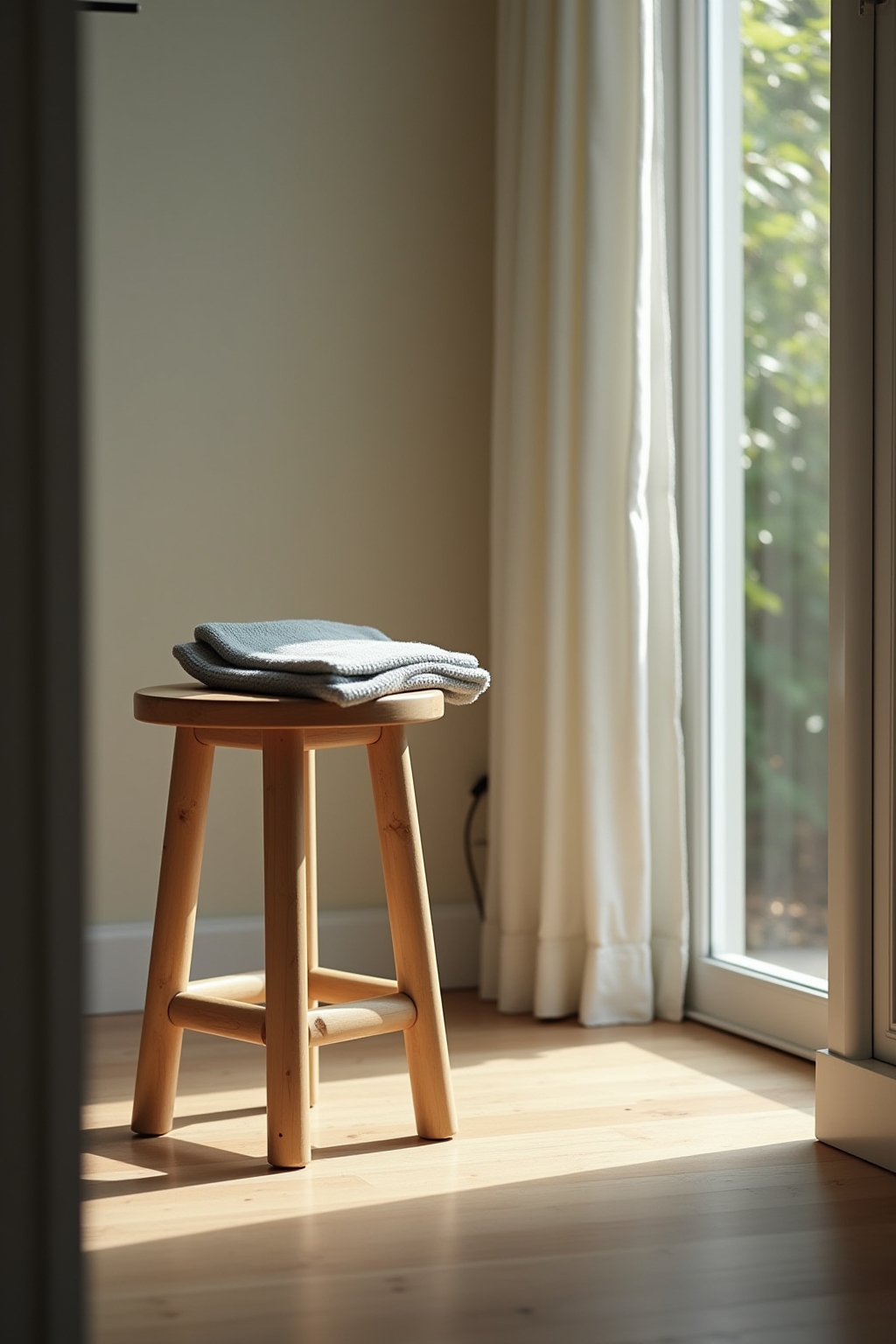 8 Kleine Hocker als Taschenablage im Bad