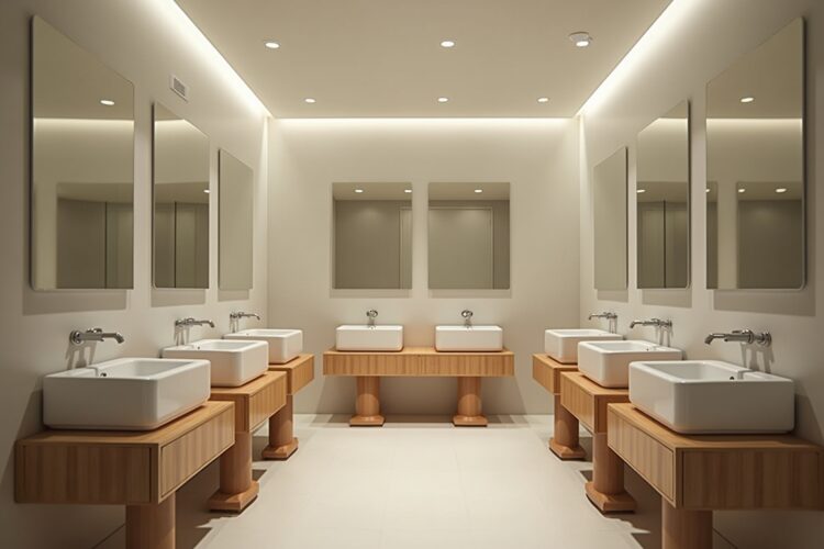 8 Kleine Hocker als Taschenablage im Bad