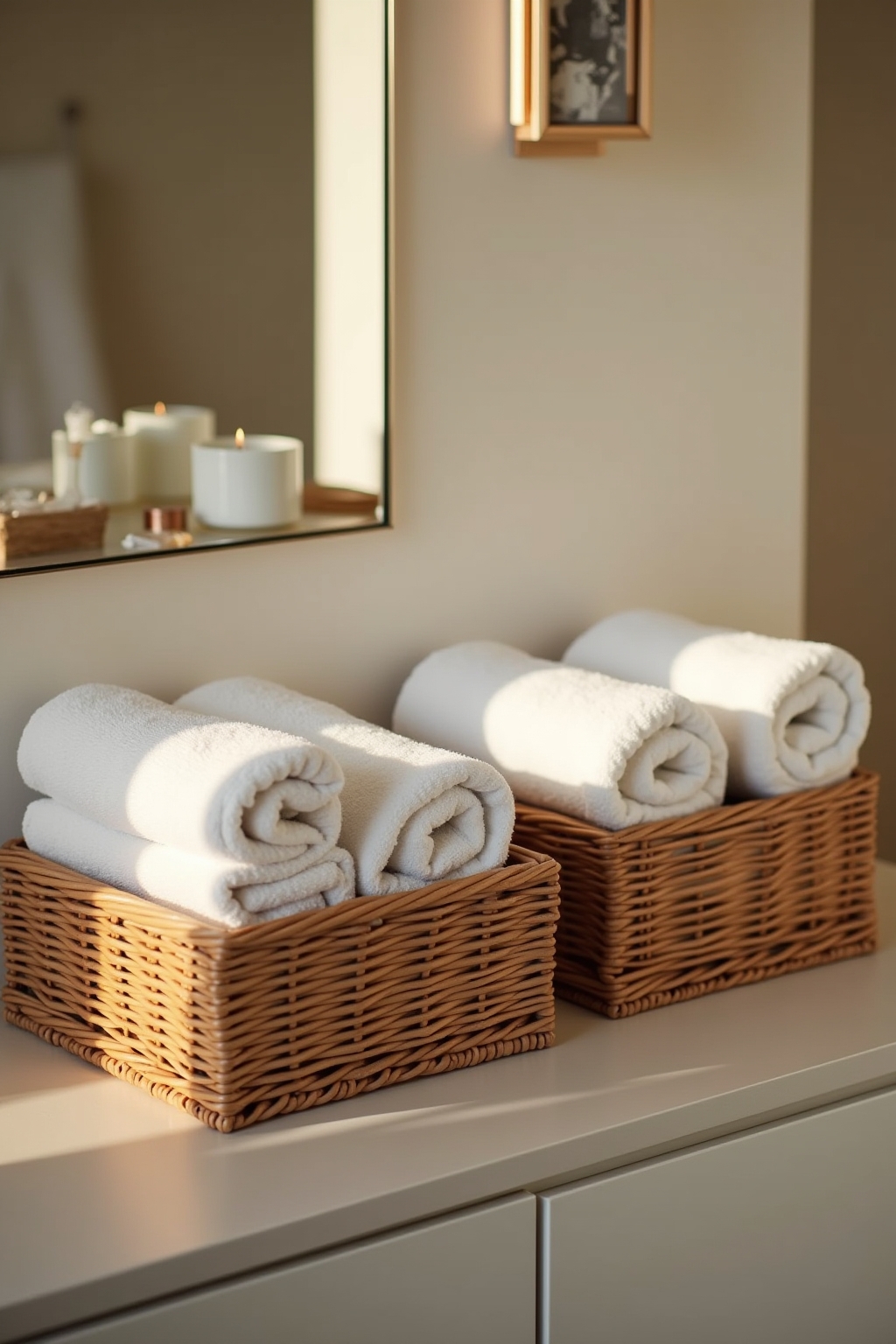8 Körbe für Gästehandtücher im Bad 8 Körbe für Gästehandtücher im Bad