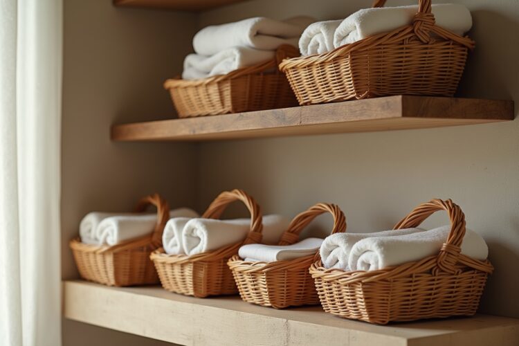 8 Körbe für Gästehandtücher im Bad