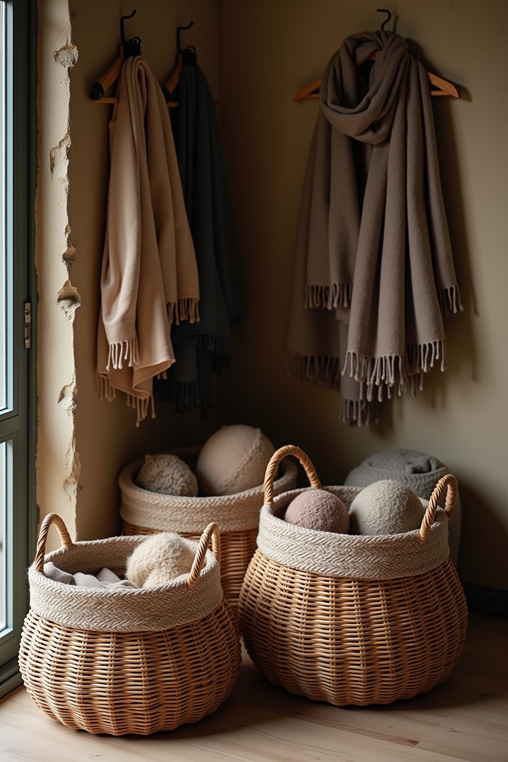 8 Körbe für Mützen und Schals im Flur