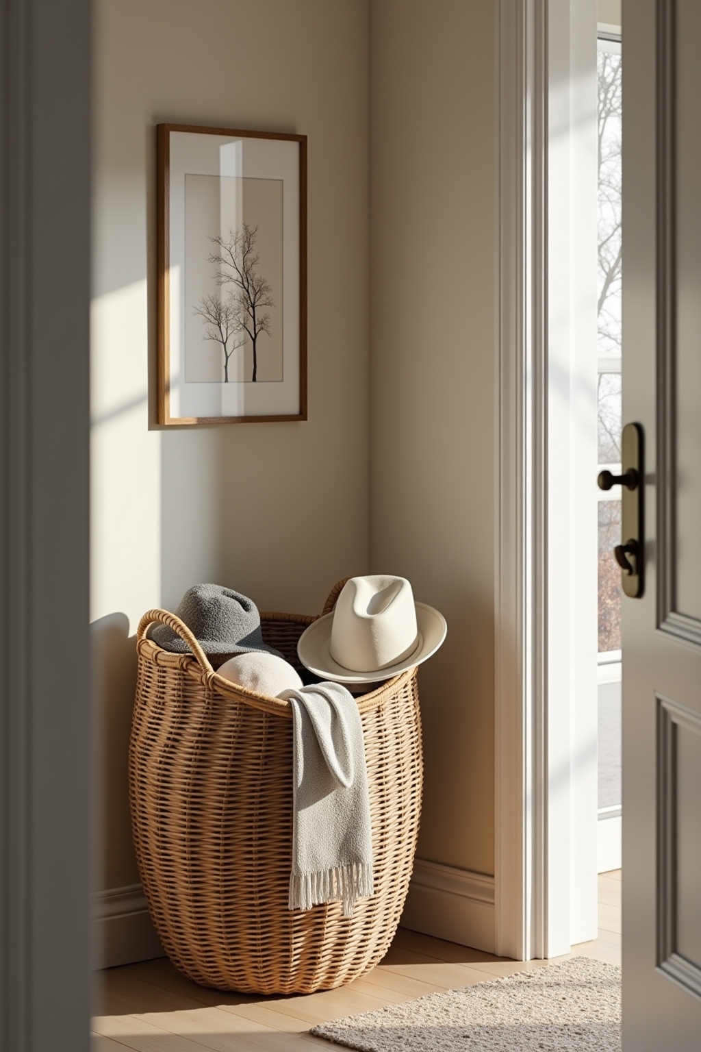 8 Körbe für Mützen und Schals im Flur