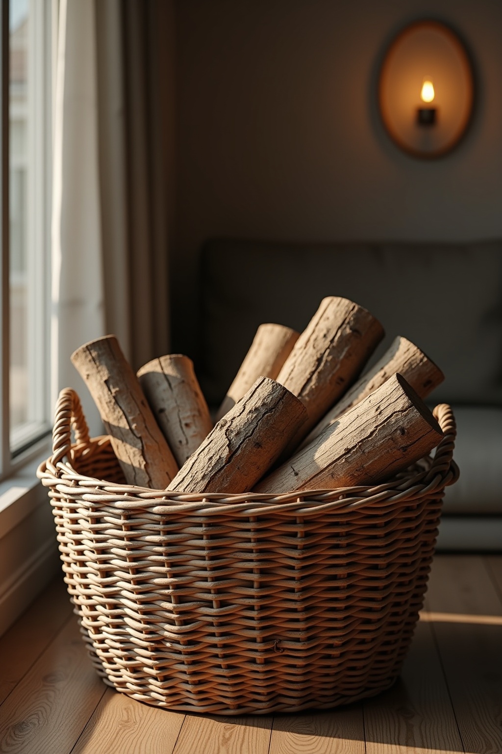 Körbe zur Aufbewahrung von Kaminholz