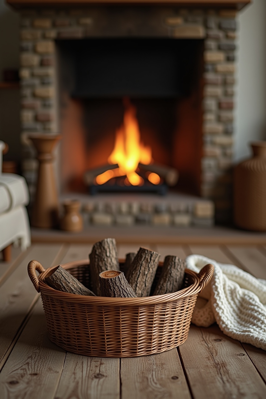Körbe zur Aufbewahrung von Kaminholz