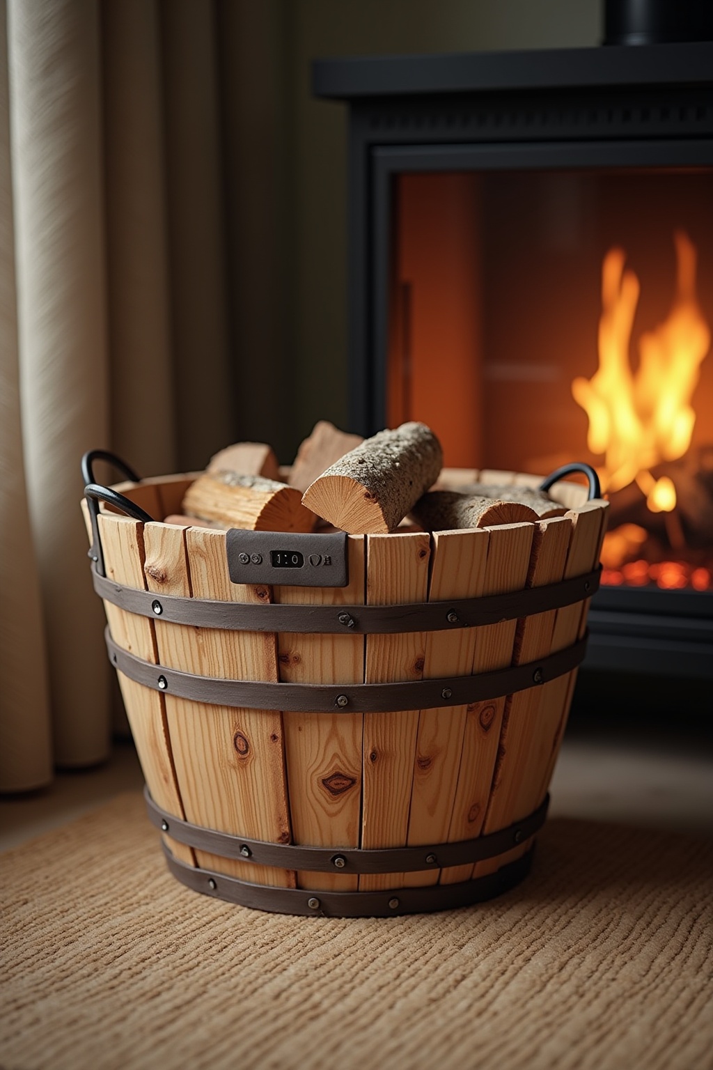 Körbe zur Aufbewahrung von Kaminholz