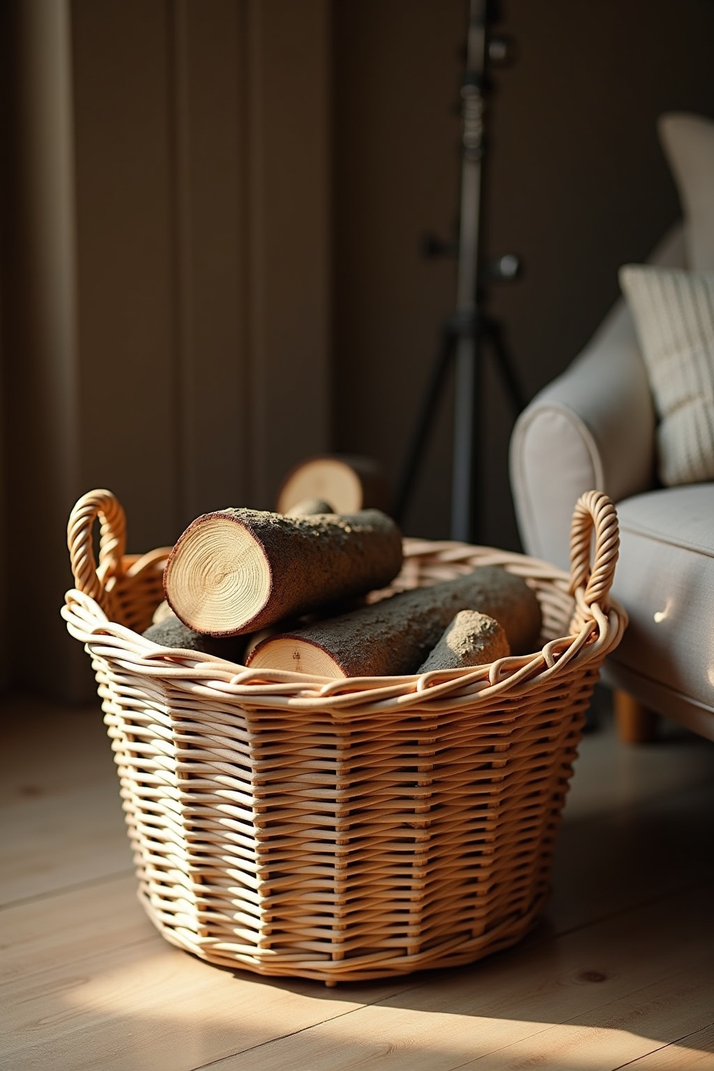 Körbe zur Aufbewahrung von Kaminholz