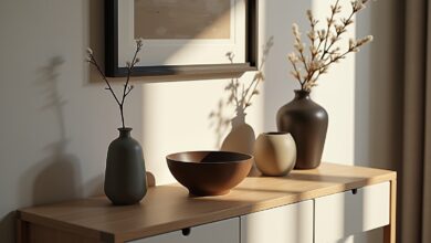 Konsolentisch mit Schalendeko-Titel