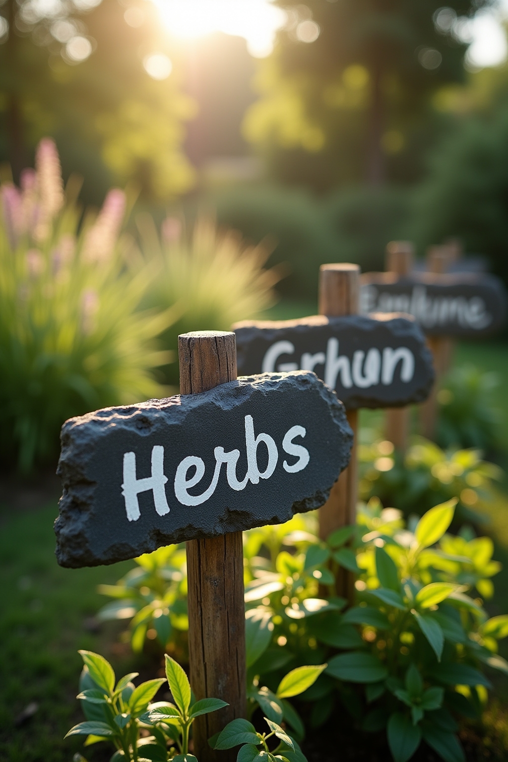 8 Kräuterstecker aus Schiefer für den Garten