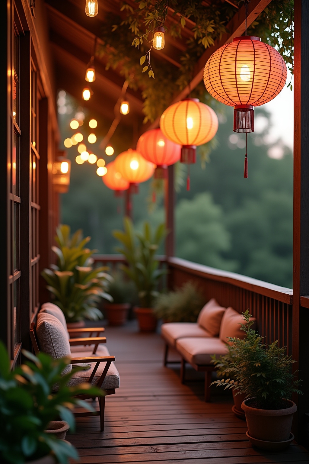 8 Lampion-Kette für den Balkon Ideen