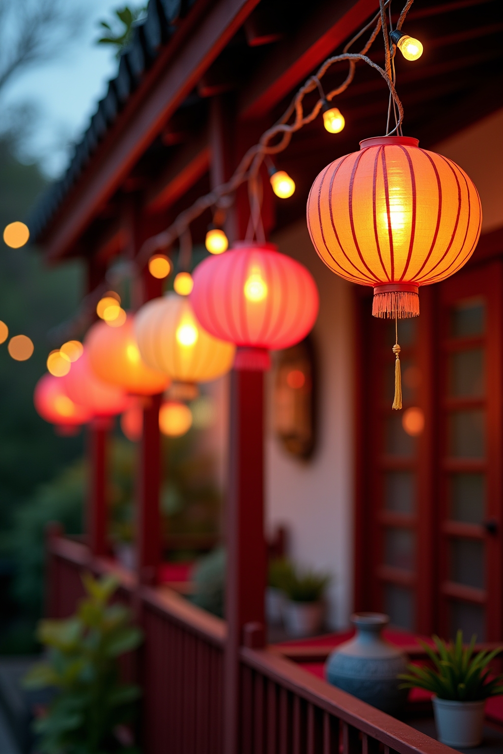 8 Lampion-Kette für den Balkon Ideen