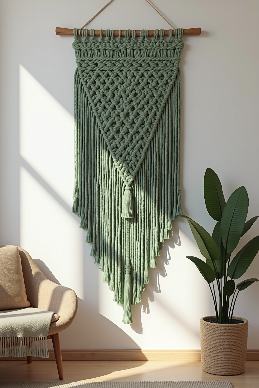8 Makramee-Wandbehang in Salbeigrün Ideen
