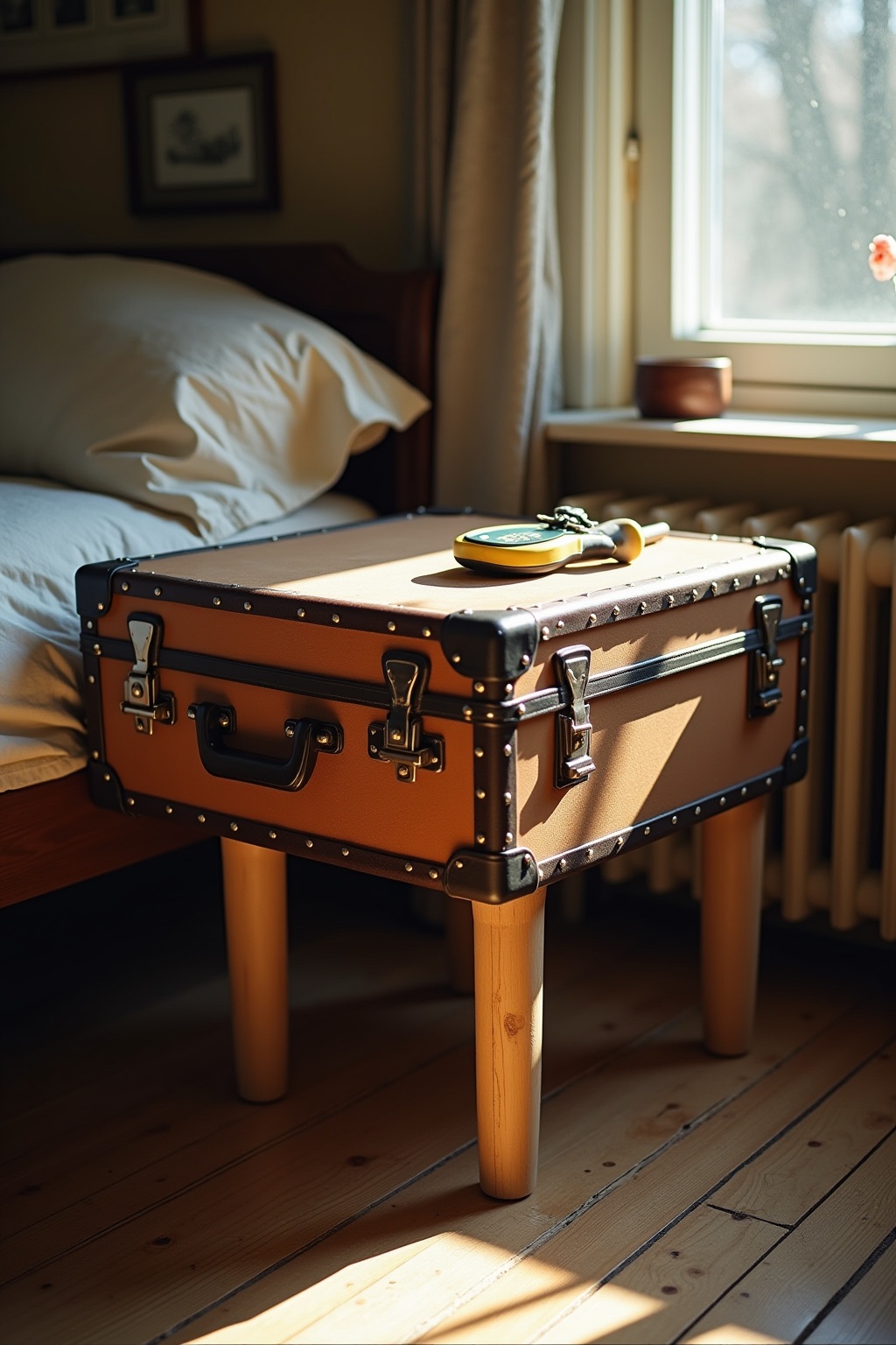 Nachttisch aus einem alten Koffer Ideen