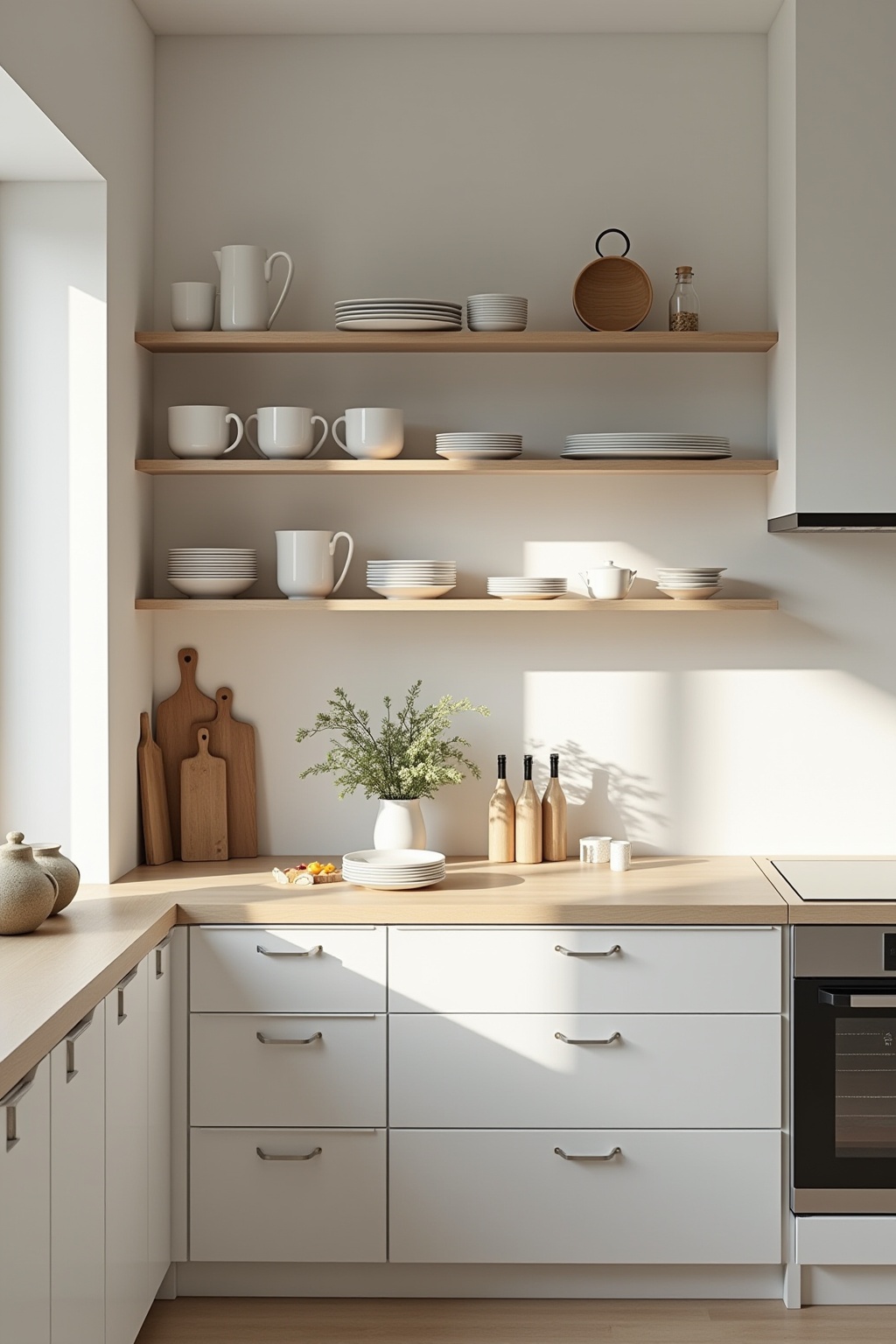 Offene Regale für einheitliches Geschirr