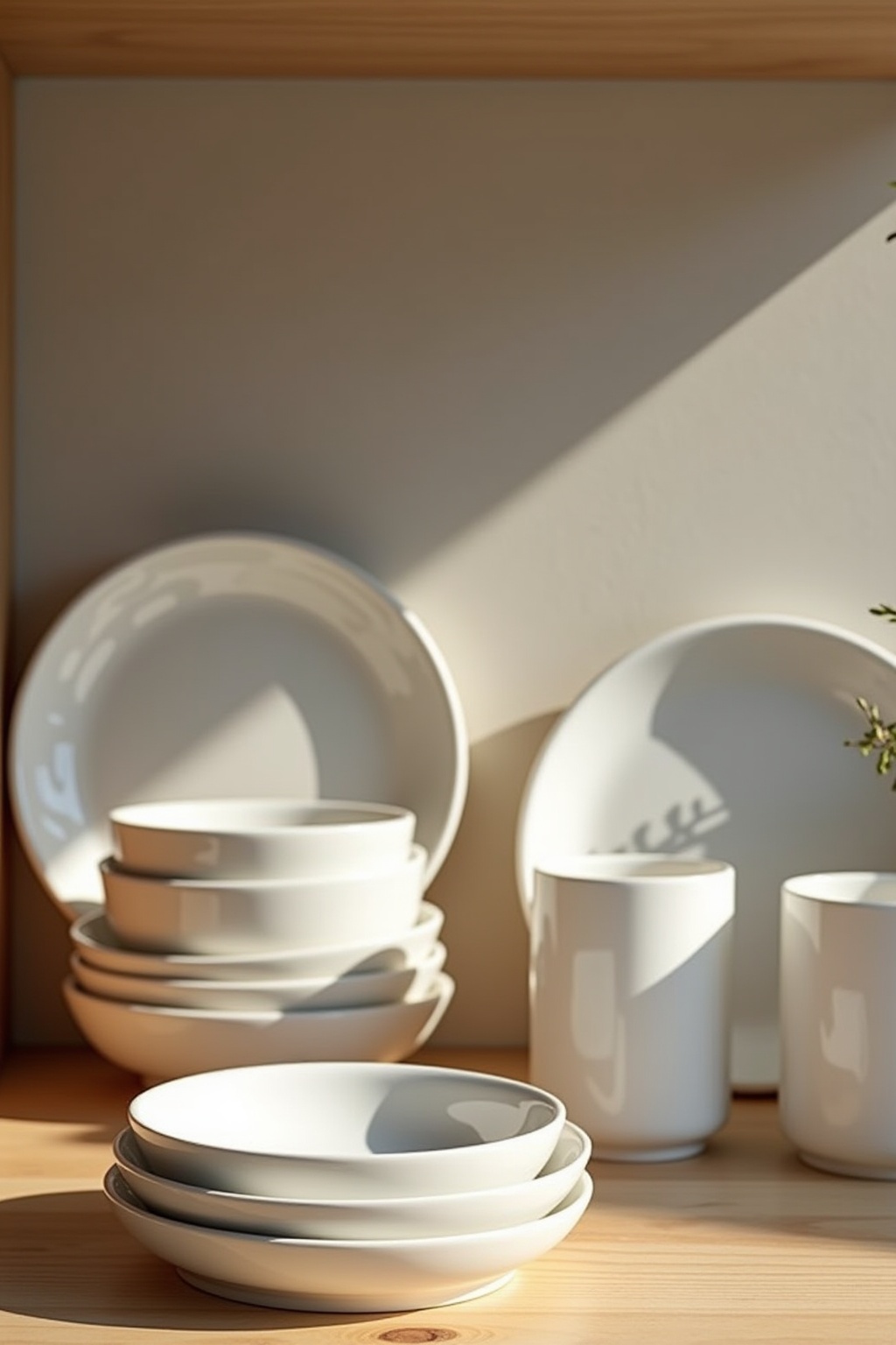 Offene Regale für einheitliches Geschirr