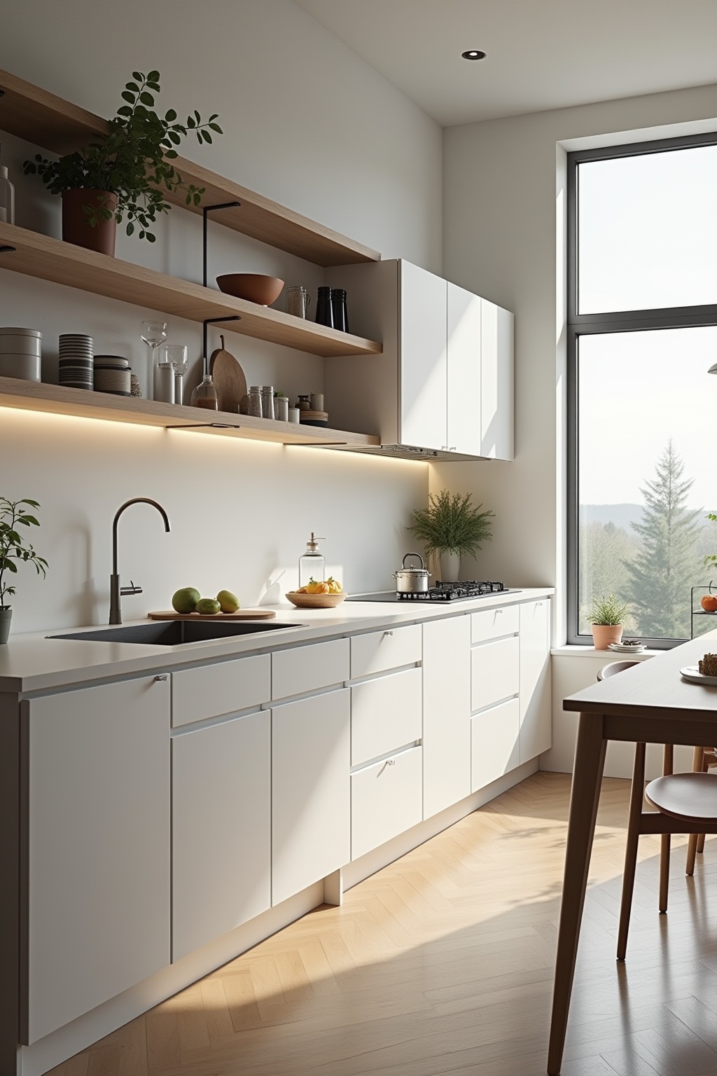 Offene Regale für einheitliches Geschirr