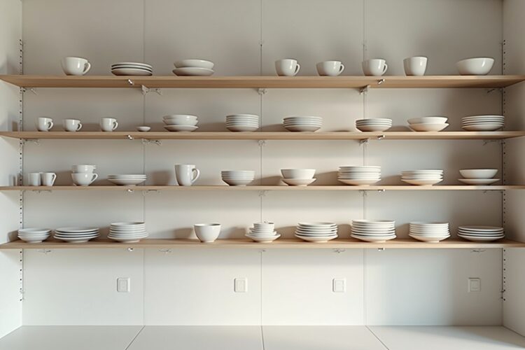 Offene Regale für einheitliches Geschirr