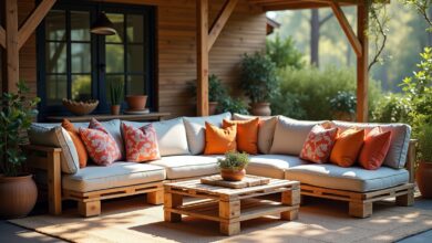 Palettensofa mit Sitzkissen-Titel