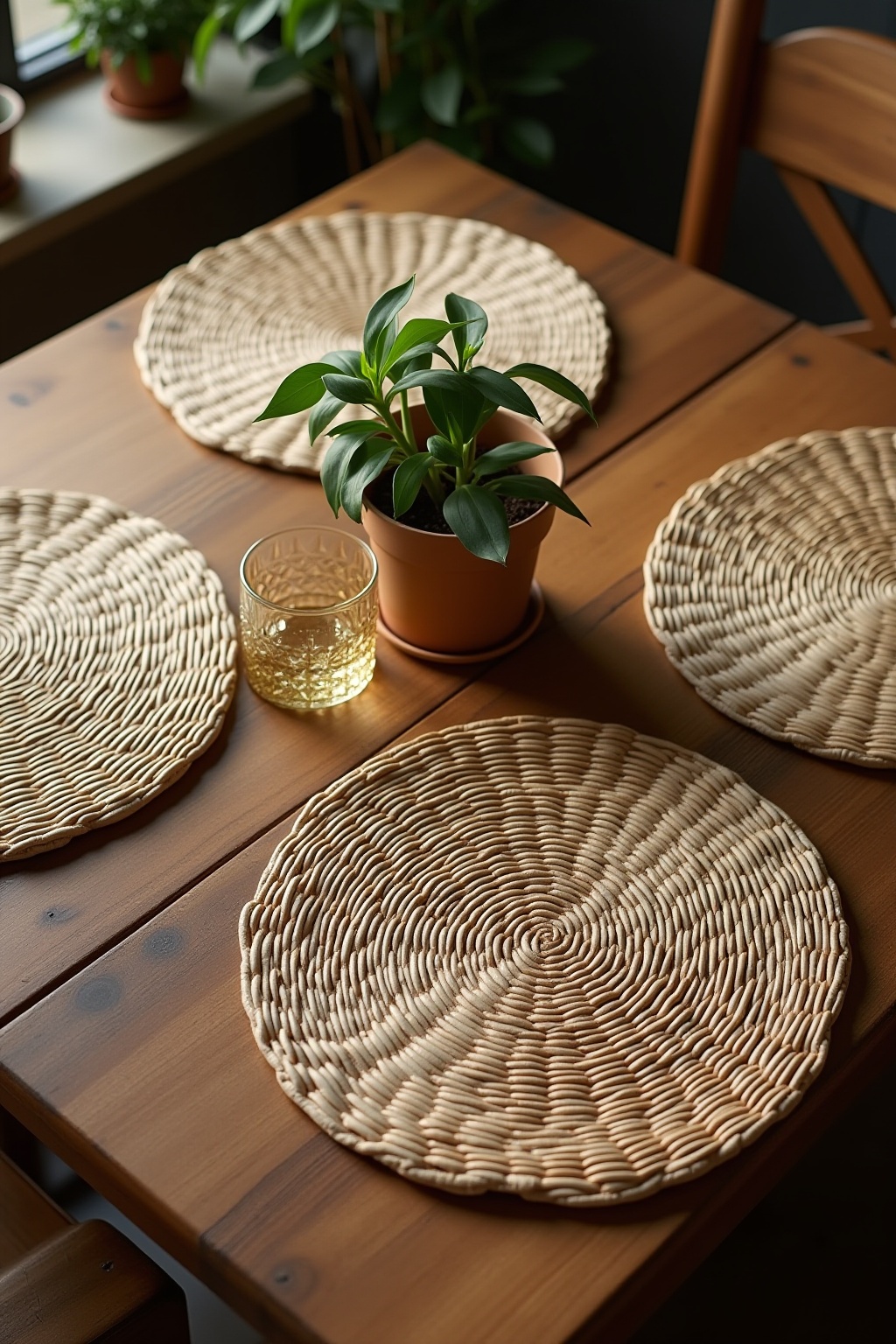 Platzsets aus geflochtener Wasserhyazinthe