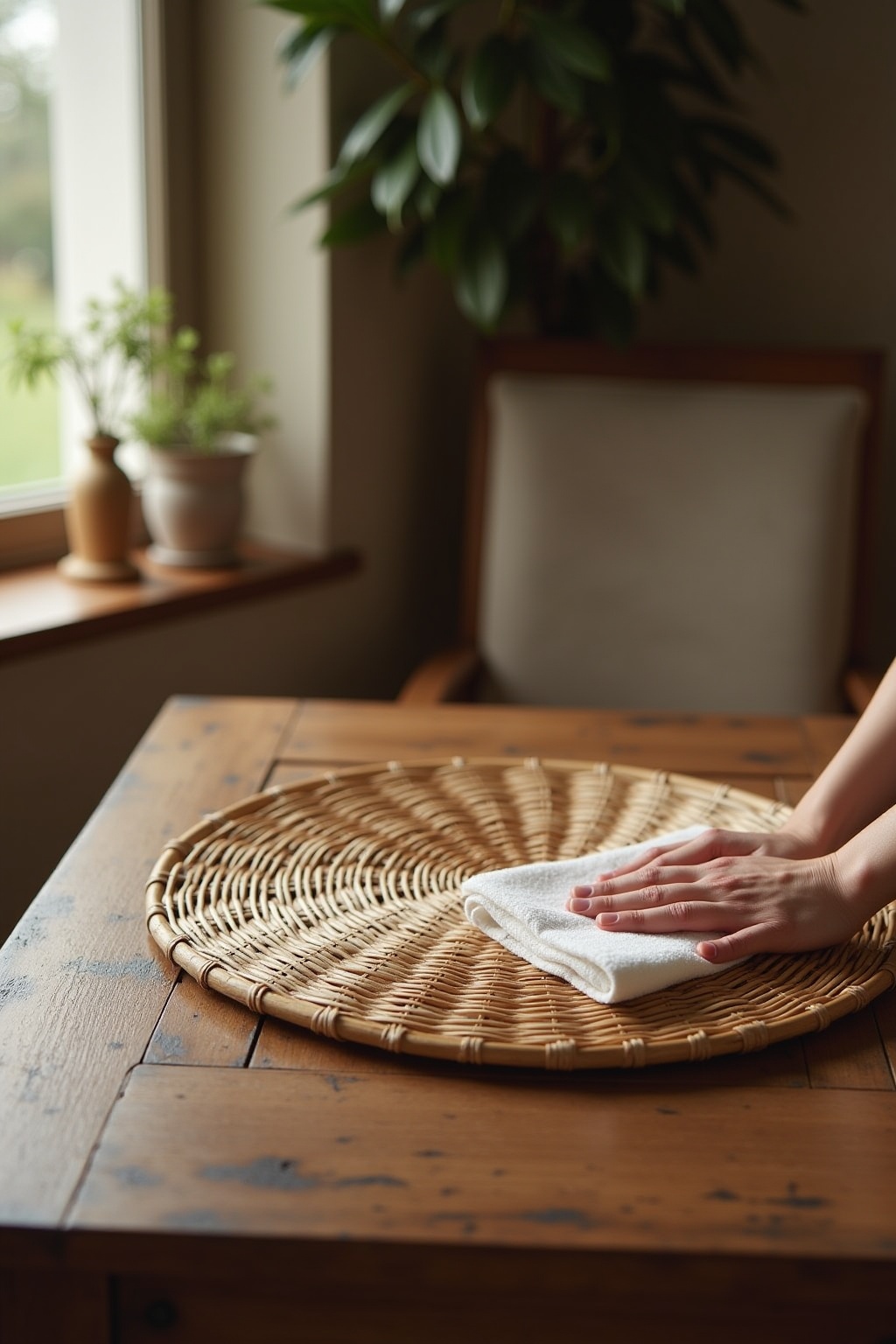 Platzsets aus geflochtener Wasserhyazinthe