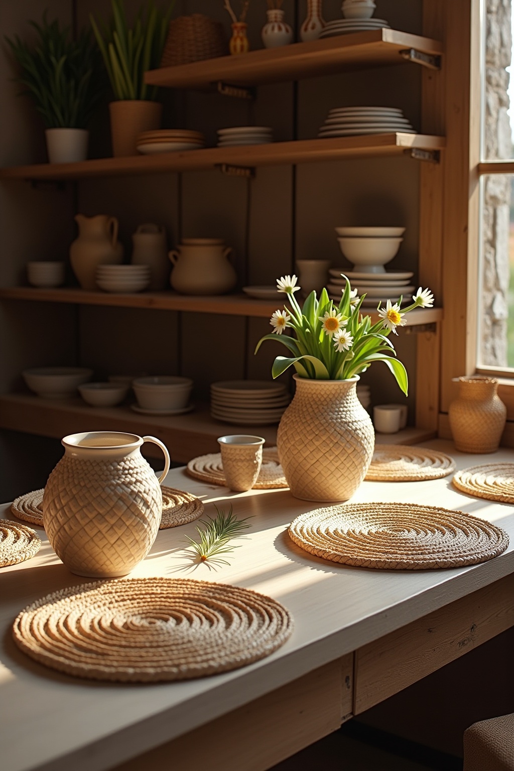 Platzsets aus geflochtener Wasserhyazinthe