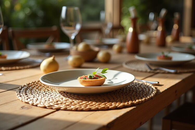 Platzsets aus geflochtener Wasserhyazinthe