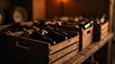 Rustikale Holzkisten für Weinflaschen-Titel