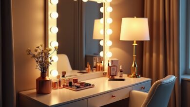 Schminktisch mit Hollywood-Spiegel-Titel