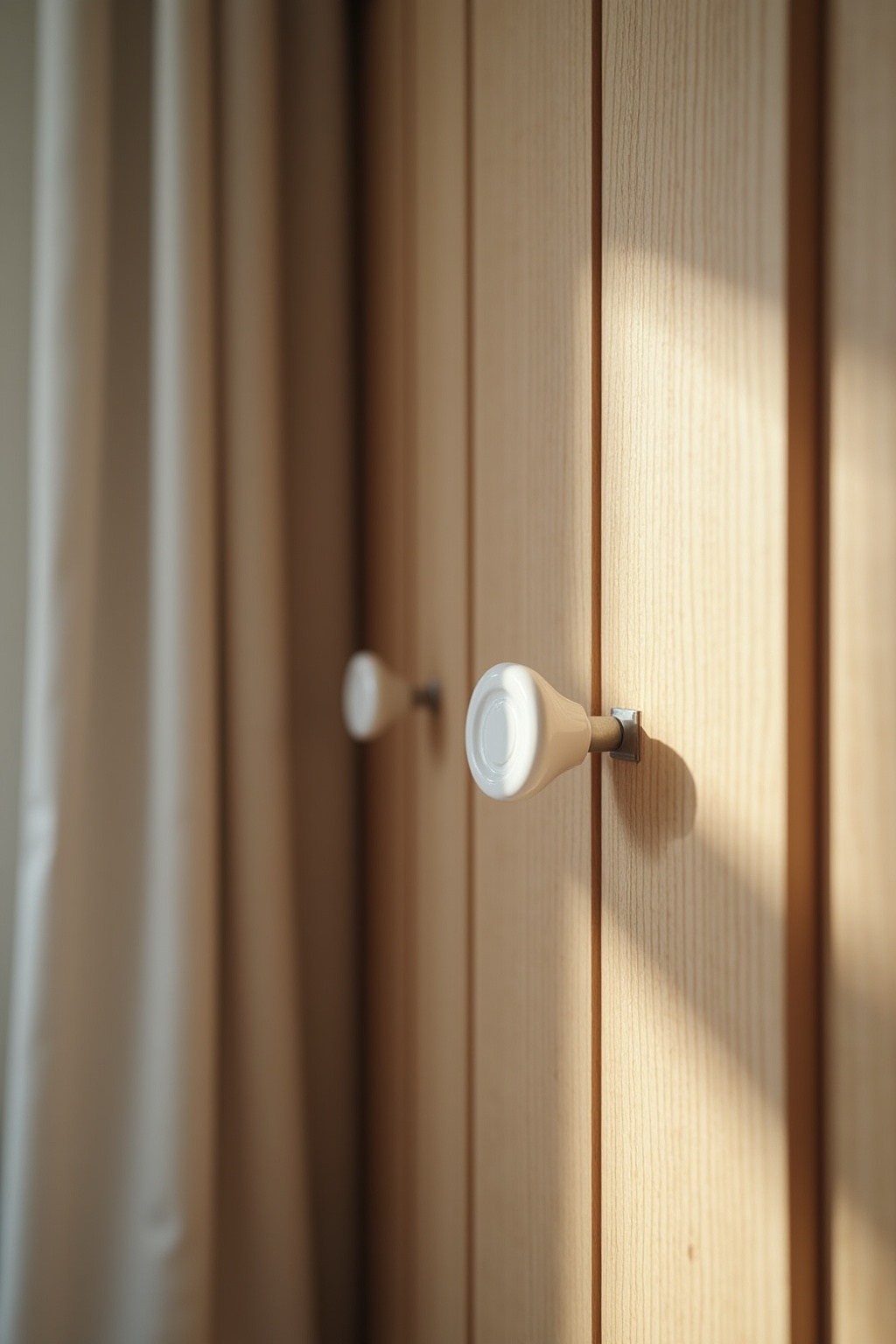 Schranktüren mit neuen Knäufen aus Porzellan