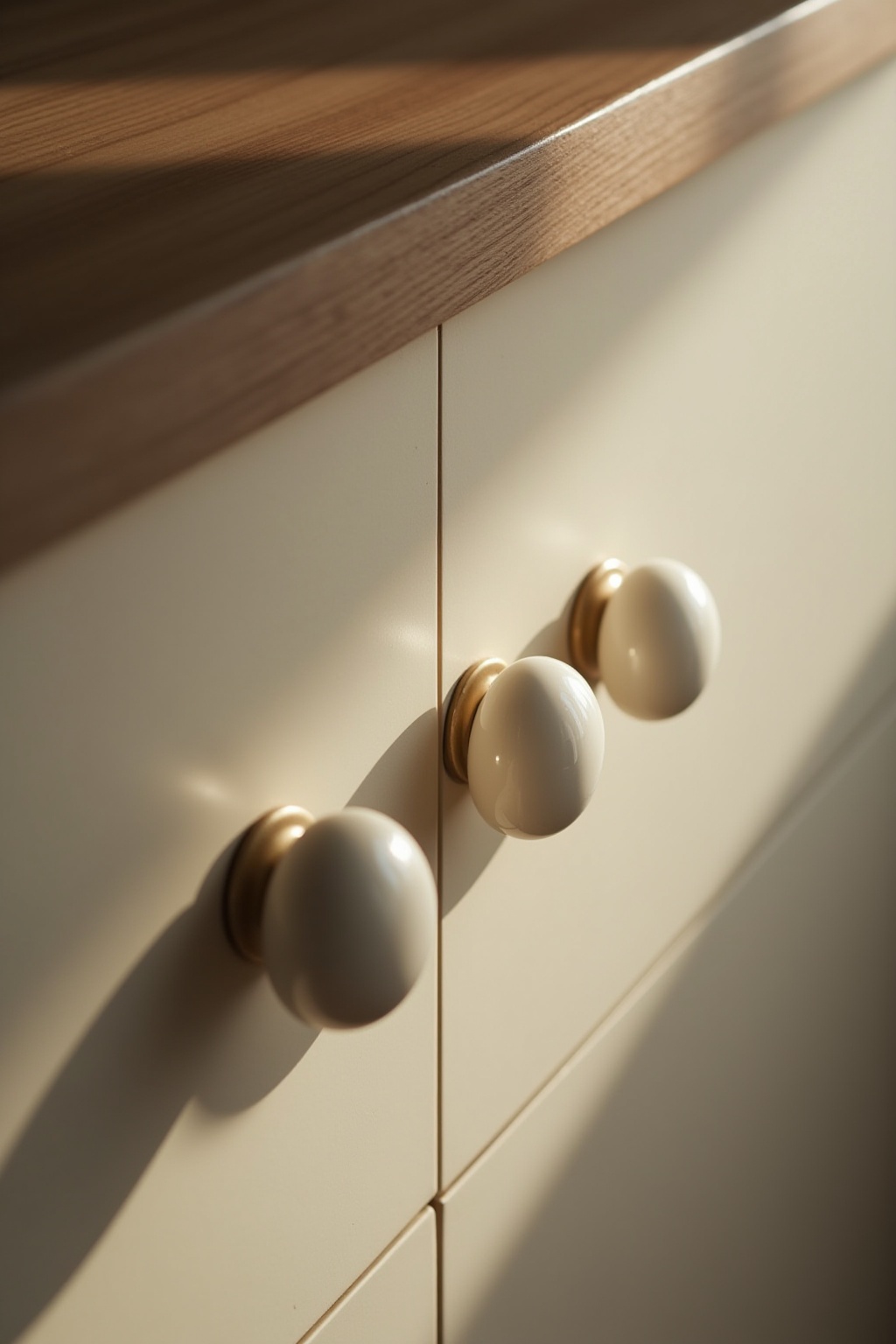 Schranktüren mit neuen Knäufen aus Porzellan