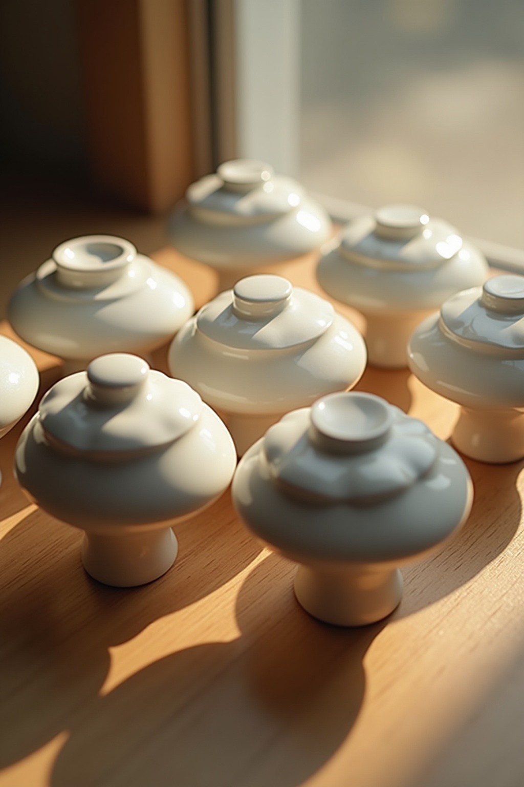 Schranktüren mit neuen Knäufen aus Porzellan