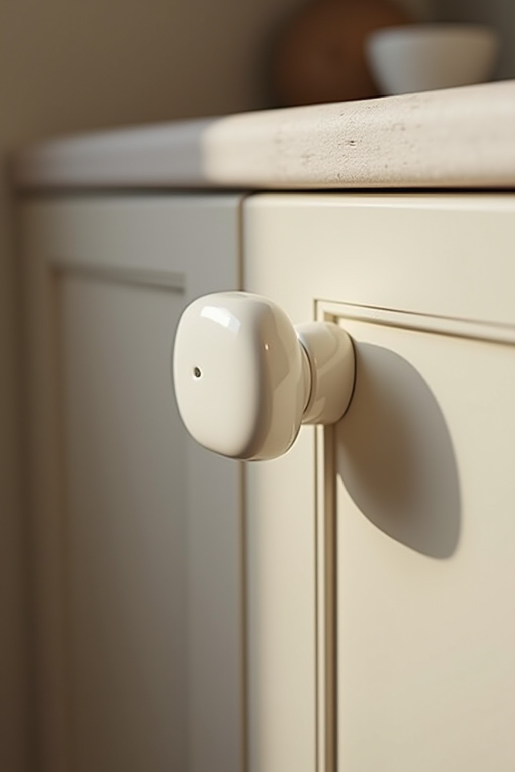 Schranktüren mit neuen Knäufen aus Porzellan