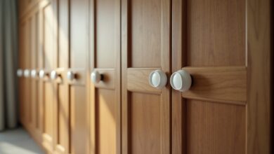 Schranktüren mit neuen Knäufen (Porzellan)-Titel