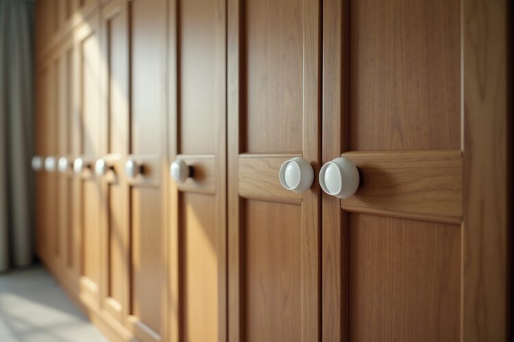 Schranktüren mit neuen Knäufen aus Porzellan