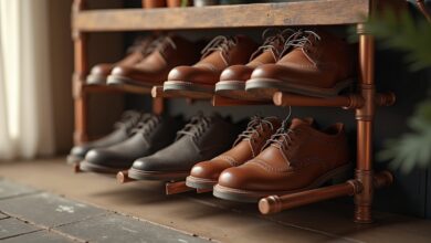 Schuhregal aus Kupferrohren-Titel