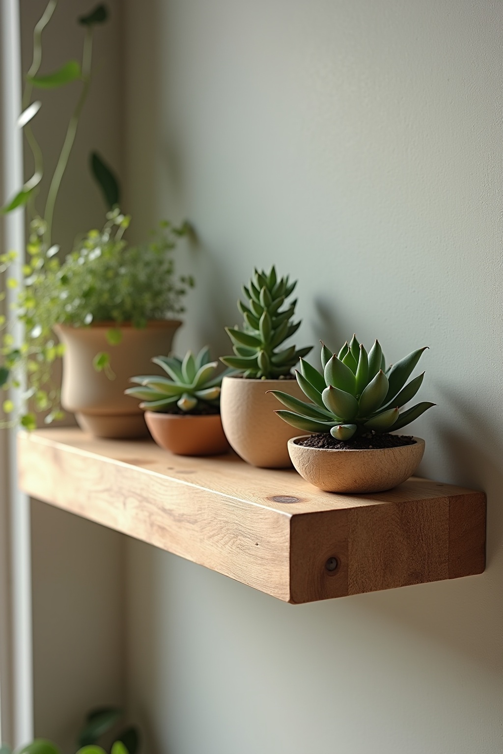 8 Schwebende Holzregale mit Sukkulenten Ideen