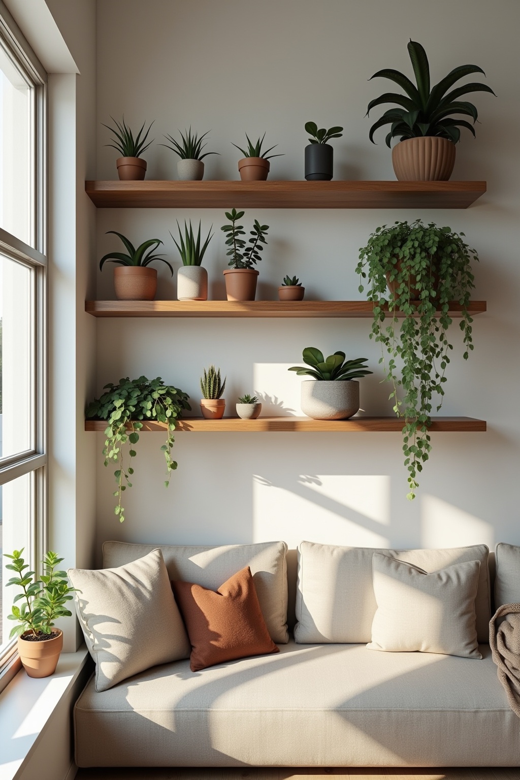 8 Schwebende Holzregale mit Sukkulenten Ideen