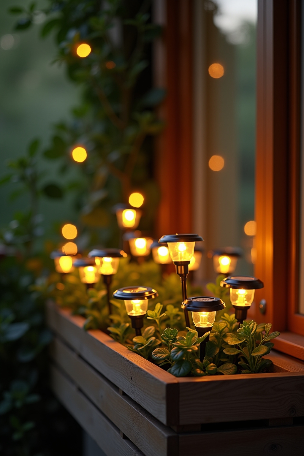 8 Solarleuchten im Blumenkasten Ideen