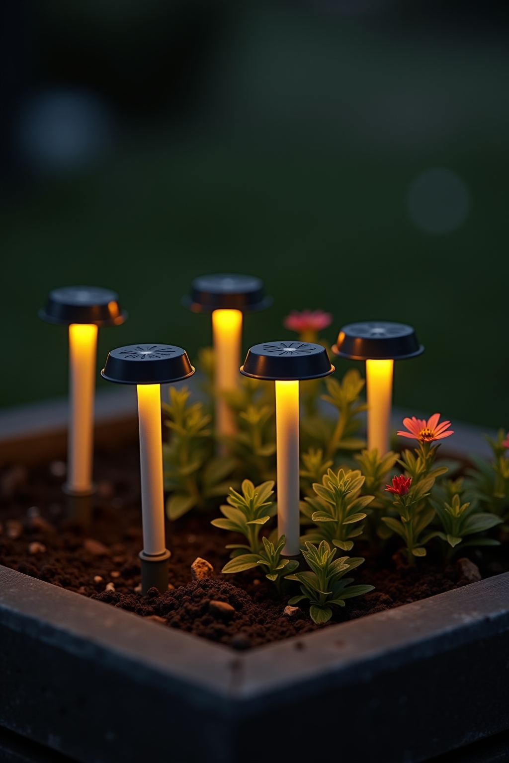 8 Solarleuchten im Blumenkasten Ideen