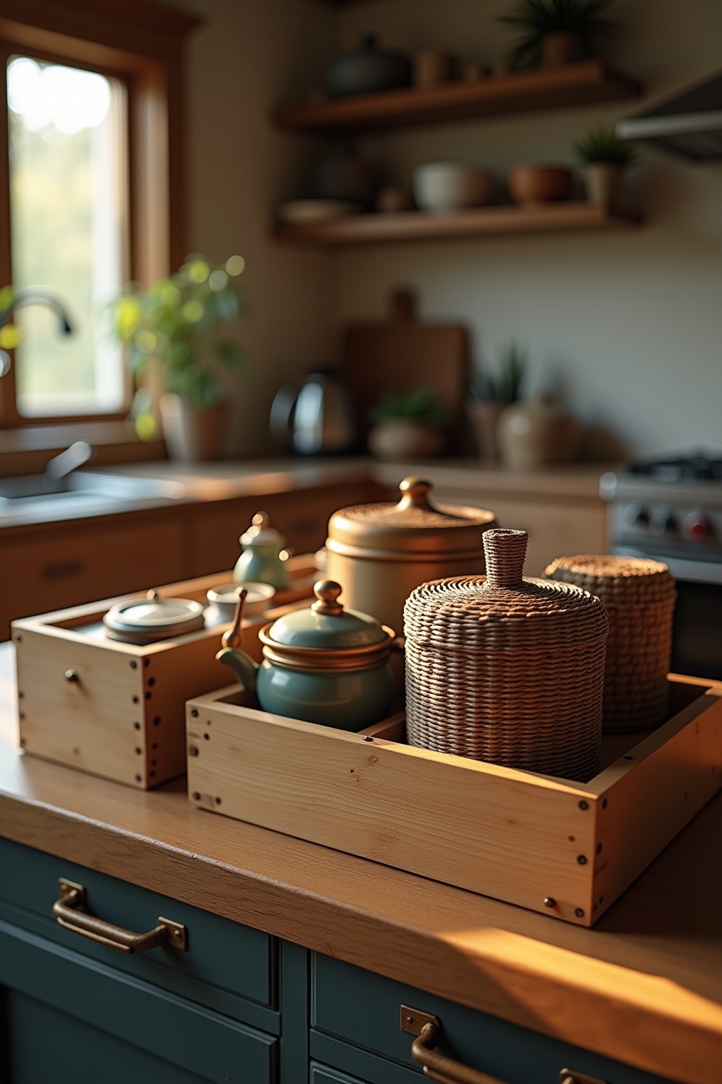 Teestation mit verschiedenen Boxen Ideen