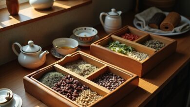 Teestation mit verschiedenen Boxen-Titel