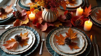 Tischdeko mit Streudeko passend zur Saison-Titel