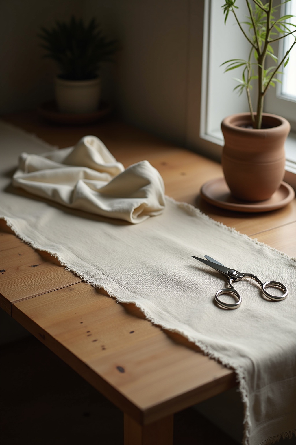 Tischläufer aus grobem Leinen zum Selbernähen