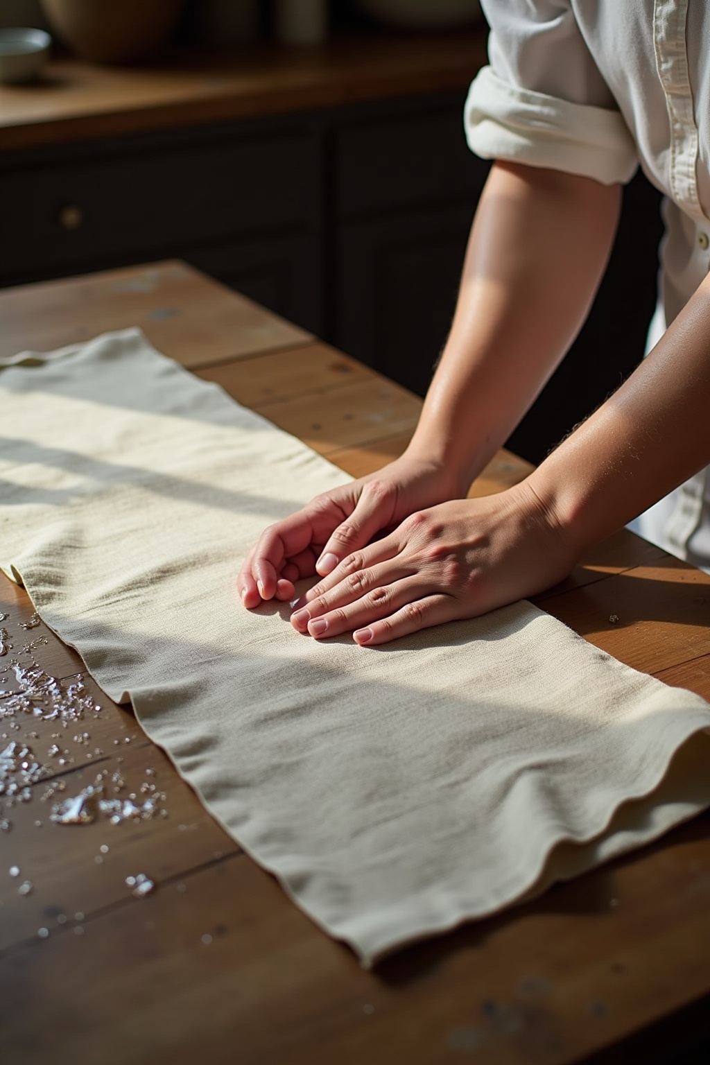 Tischläufer aus grobem Leinen zum Selbernähen